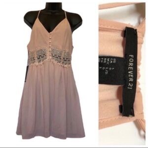 FOREVER 21 Blush color Sheer lined w/ lace accent swing Dress Sz L New with Tag
